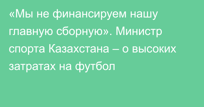 «Мы не финансируем нашу главную сборную». Министр спорта Казахстана – о высоких затратах на футбол