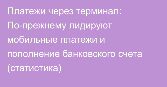 Платежи через терминал: По-прежнему лидируют мобильные платежи и пополнение банковского счета (статистика)