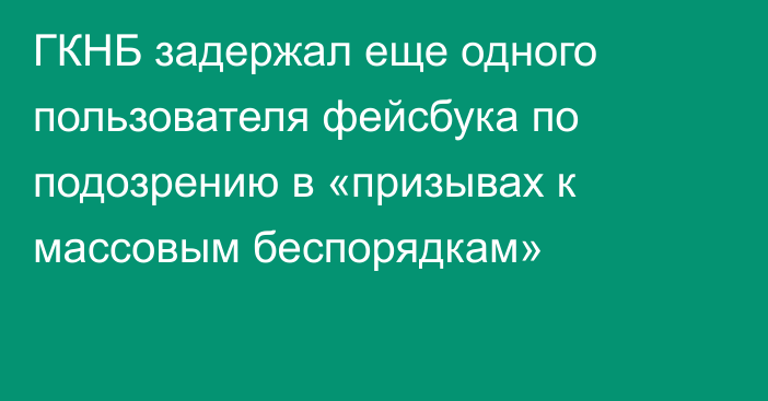 ГКНБ задержал еще одного пользователя фейсбука по подозрению в «призывах к массовым беспорядкам»