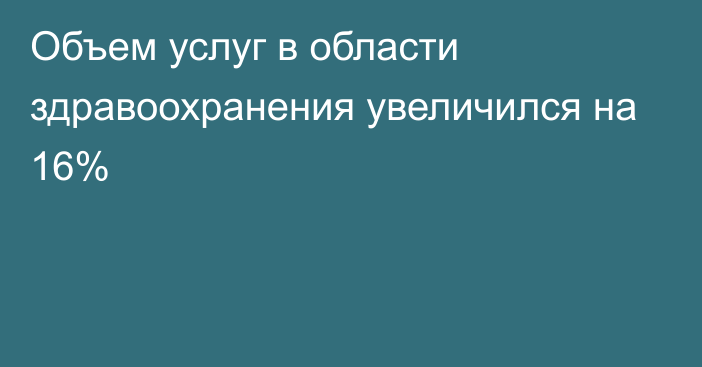 Объем услуг в области здравоохранения увеличился на 16%