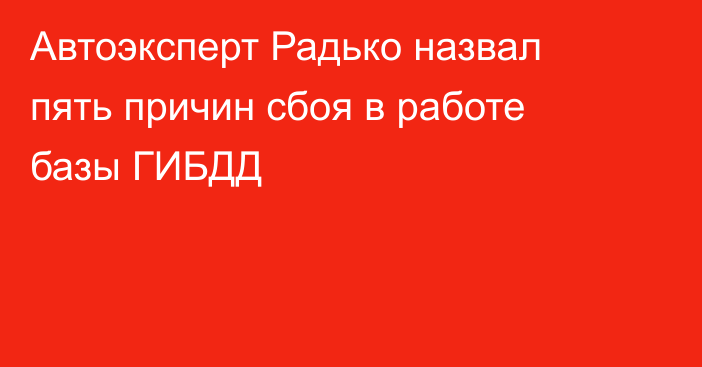 Автоэксперт Радько назвал пять причин сбоя в работе базы ГИБДД