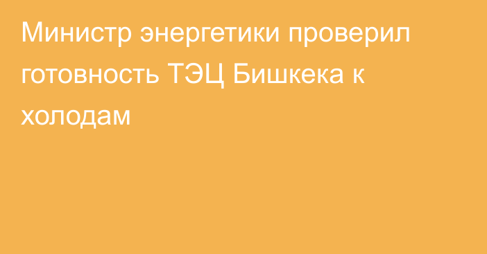 Министр энергетики проверил готовность ТЭЦ Бишкека к холодам 