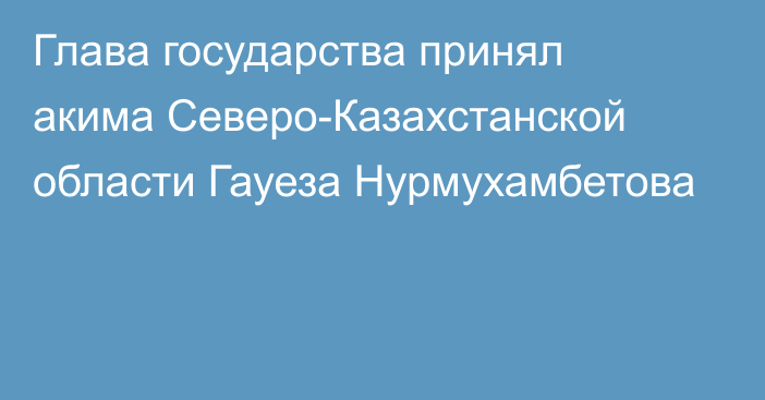 Глава государства принял акима Северо-Казахстанской области Гауеза Нурмухамбетова 