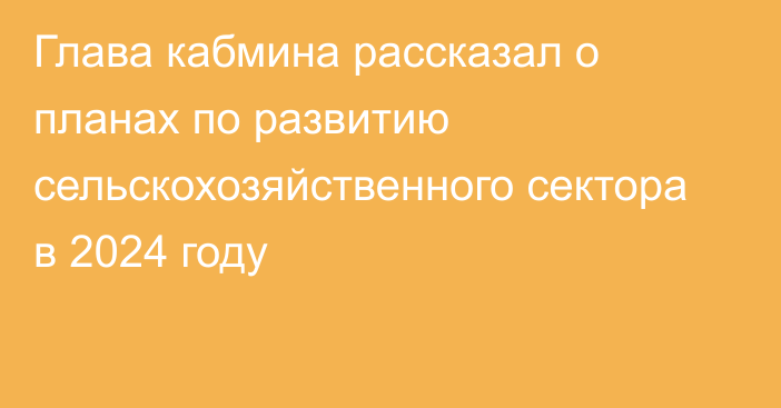 Глава кабмина рассказал о планах по развитию сельскохозяйственного сектора в 2024 году