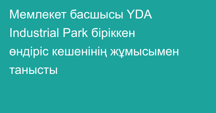 Мемлекет басшысы YDA Industrial Park біріккен өндіріс кешенінің жұмысымен танысты