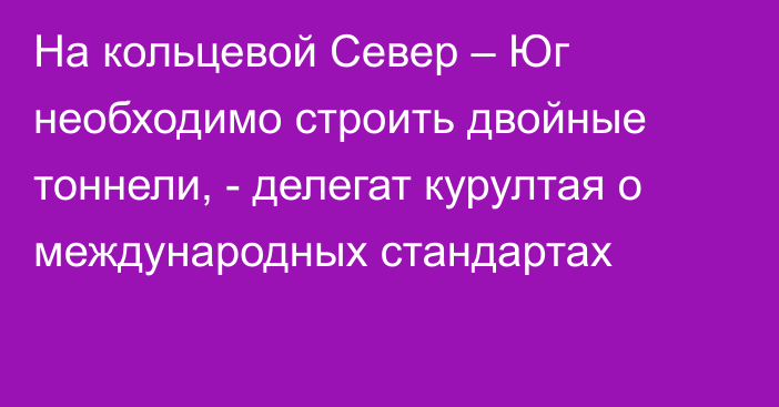 На кольцевой Север – Юг необходимо строить двойные тоннели, - делегат курултая о международных стандартах