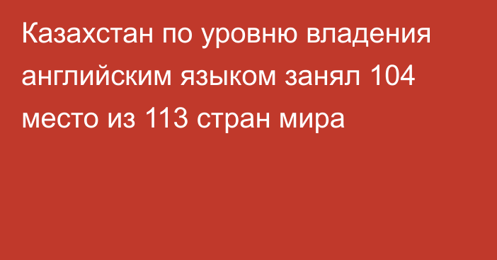 Казахстан по уровню владения английским языком занял 104 место из 113 стран мира