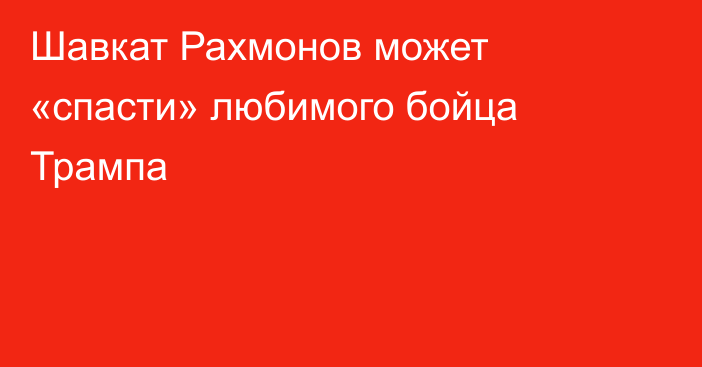 Шавкат Рахмонов может «спасти» любимого бойца Трампа