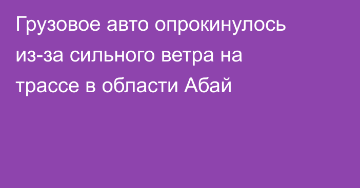 Грузовое авто опрокинулось из-за сильного ветра на трассе в области Абай