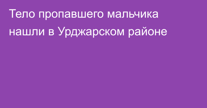 Тело пропавшего мальчика нашли в Урджарском районе