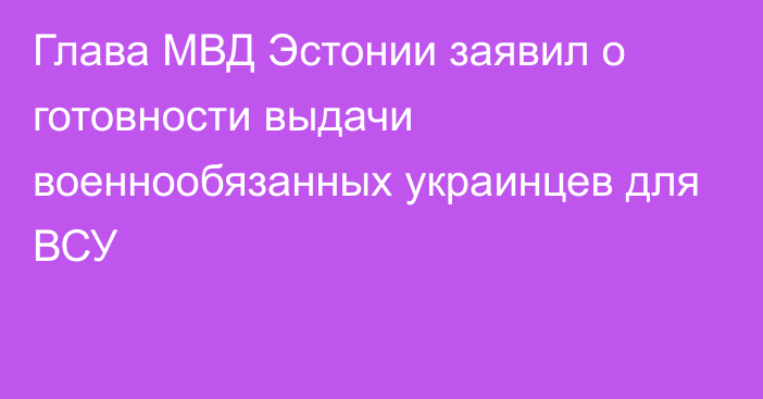 Глава МВД Эстонии заявил о готовности выдачи военнообязанных украинцев для ВСУ