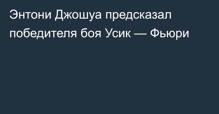 Энтони Джошуа предсказал победителя боя Усик — Фьюри