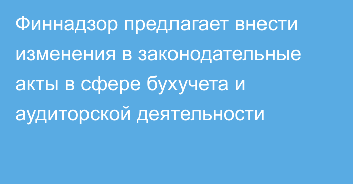 Финнадзор предлагает внести изменения в законодательные акты в сфере бухучета и аудиторской деятельности