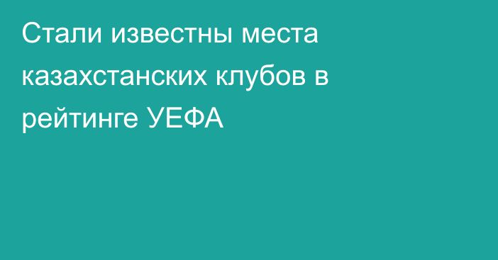 Стали известны места казахстанских клубов в рейтинге УЕФА