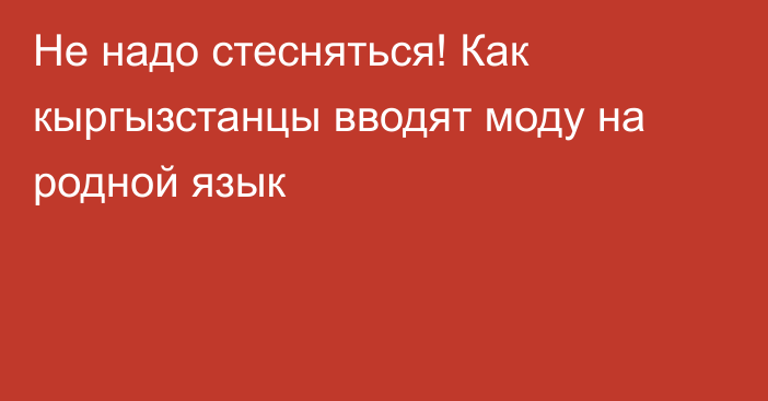 Не надо стесняться! Как кыргызстанцы вводят моду на родной язык