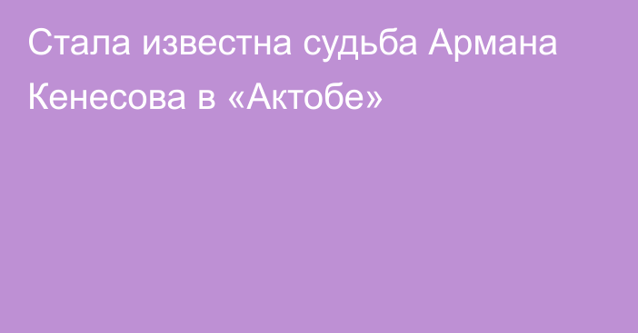 Стала известна судьба Армана Кенесова в «Актобе»