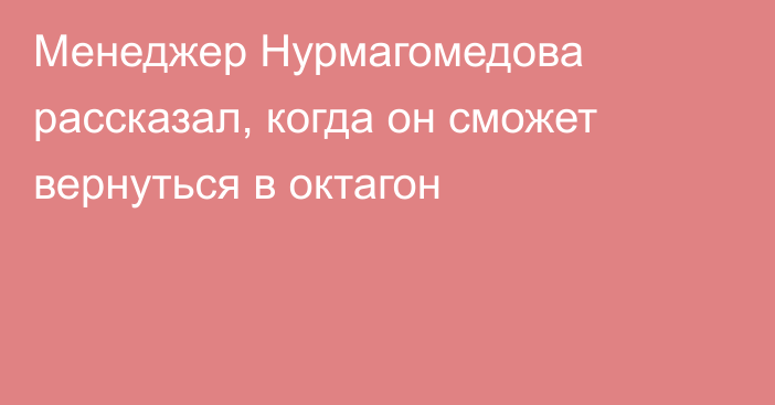 Менеджер Нурмагомедова рассказал, когда он сможет вернуться в октагон