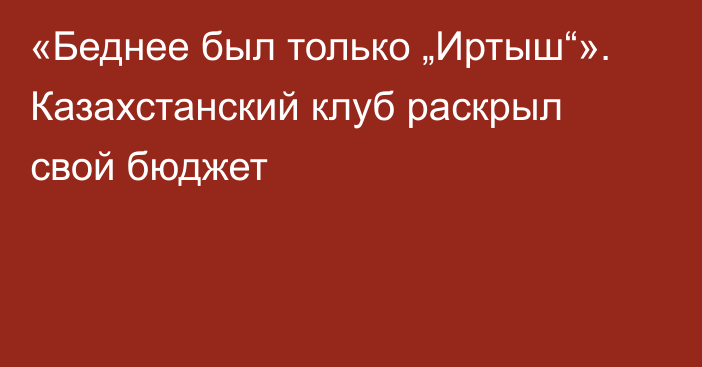 «Беднее был только „Иртыш“». Казахстанский клуб раскрыл свой бюджет