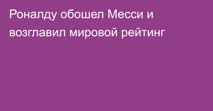 Роналду обошел Месси и возглавил мировой рейтинг