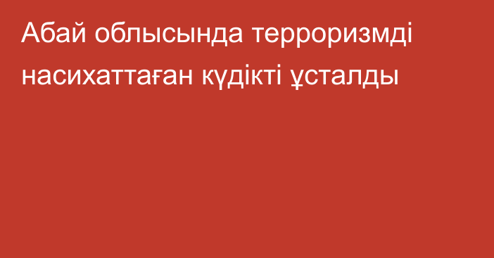 Абай облысында терроризмді насихаттаған күдікті ұсталды