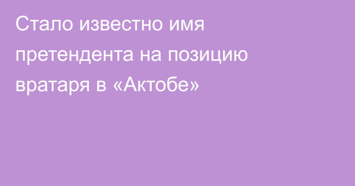 Стало известно имя претендента на позицию вратаря в «Актобе»