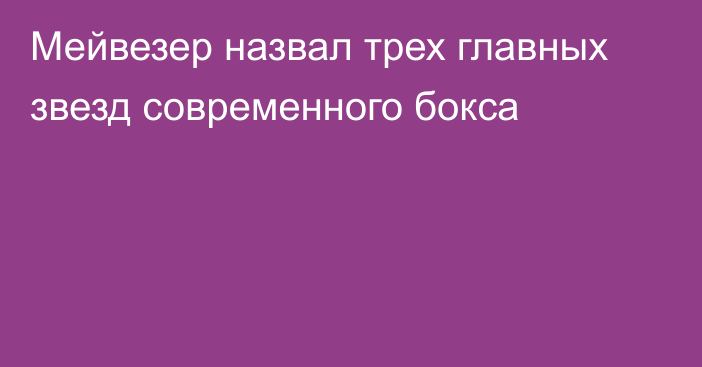 Мейвезер назвал трех главных звезд современного бокса