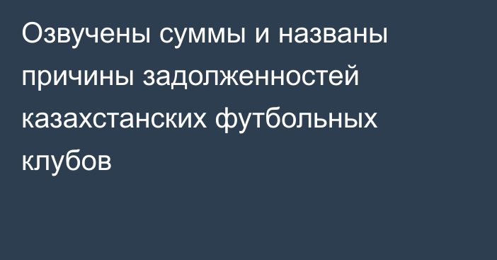 Озвучены суммы и названы причины задолженностей казахстанских футбольных клубов