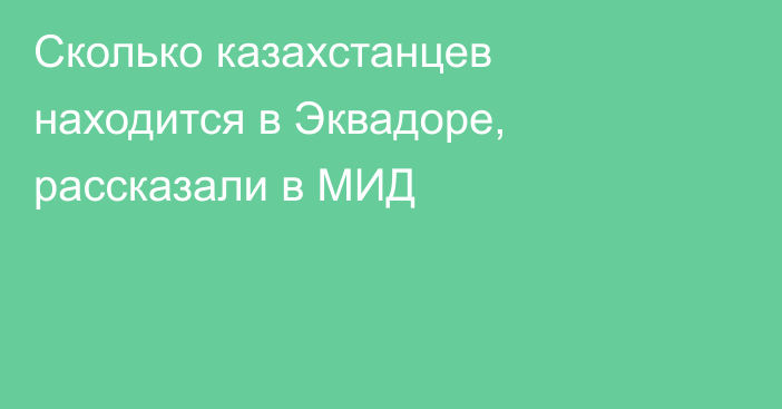 Сколько казахстанцев находится в Эквадоре, рассказали в МИД