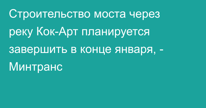 Строительство моста через реку Кок-Арт планируется завершить в конце января, - Минтранс