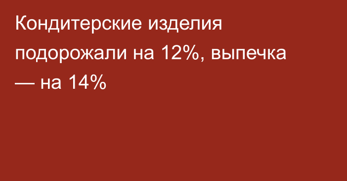 Кондитерские изделия подорожали на 12%, выпечка — на 14%