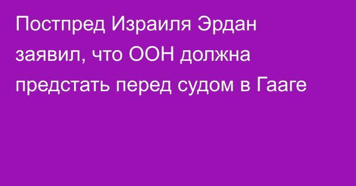 Постпред Израиля Эрдан заявил, что ООН должна предстать перед судом в Гааге