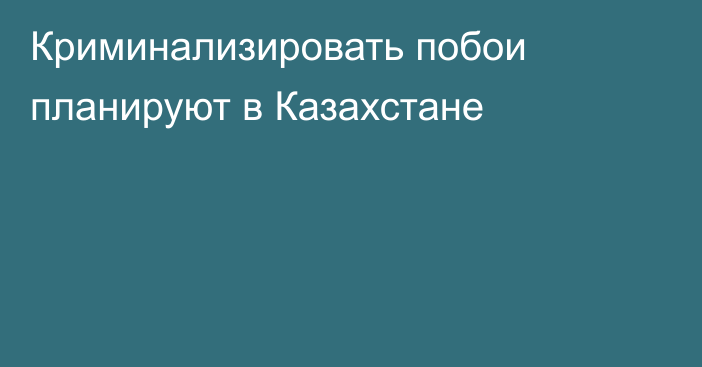 Криминализировать побои планируют в Казахстане