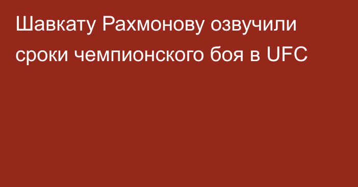 Шавкату Рахмонову озвучили сроки чемпионского боя в UFC