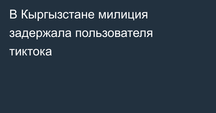 В Кыргызстане милиция задержала пользователя тиктока