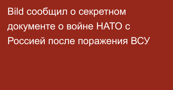 Bild сообщил о секретном документе о войне НАТО с Россией после поражения ВСУ