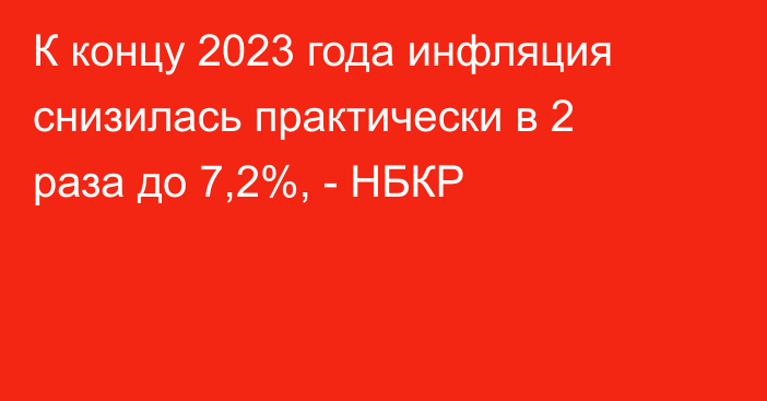 К концу 2023 года инфляция снизилась практически в 2 раза до 7,2%, - НБКР