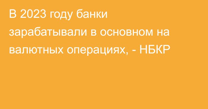 В 2023 году банки зарабатывали в основном на валютных операциях, - НБКР