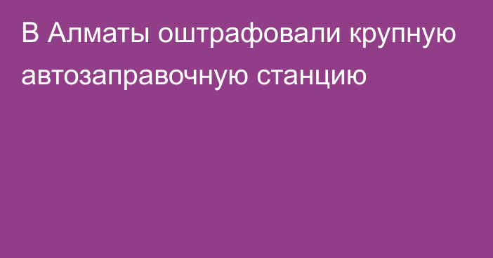 В Алматы оштрафовали крупную автозаправочную станцию