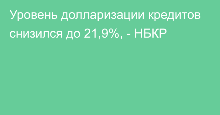 Уровень долларизации кредитов снизился до 21,9%, - НБКР