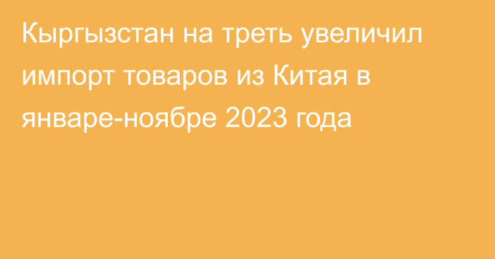 Кыргызстан на треть увеличил импорт товаров из Китая в январе-ноябре 2023 года