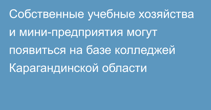 Собственные учебные хозяйства и мини-предприятия могут появиться на базе колледжей Карагандинской области