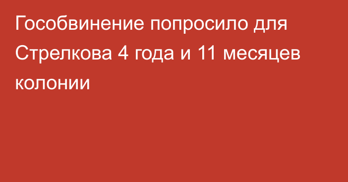 Гособвинение попросило для Стрелкова 4 года и 11 месяцев колонии