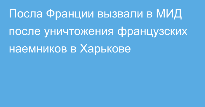 Посла Франции вызвали в МИД после уничтожения французских наемников в Харькове