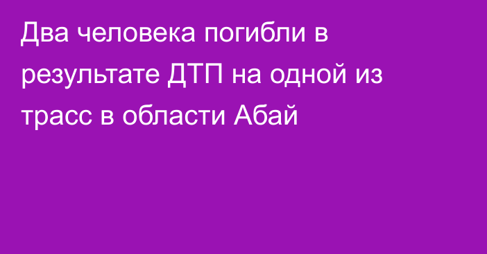 Два человека погибли в результате ДТП на одной из трасс в области Абай