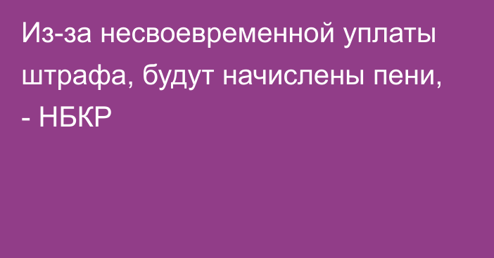 Из-за несвоевременной уплаты штрафа, будут начислены пени, - НБКР