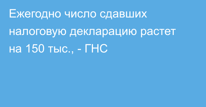 Ежегодно число сдавших налоговую декларацию растет на 150 тыс., - ГНС