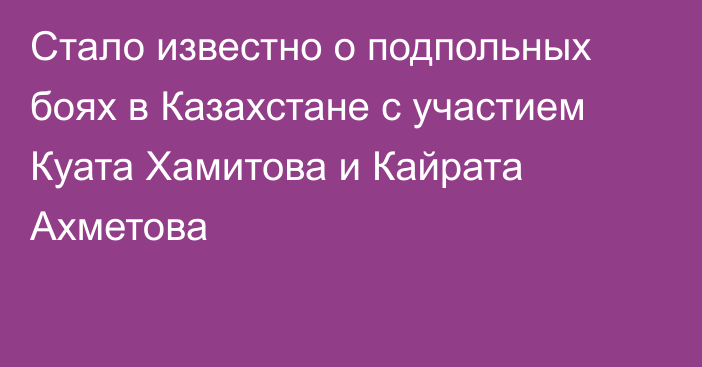 Стало известно о подпольных боях в Казахстане с участием Куата Хамитова и Кайрата Ахметова