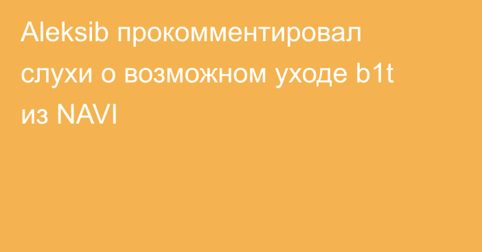 Aleksib прокомментировал слухи о возможном уходе b1t из NAVI