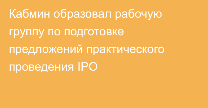 Кабмин образовал рабочую группу по подготовке предложений практического проведения IPO