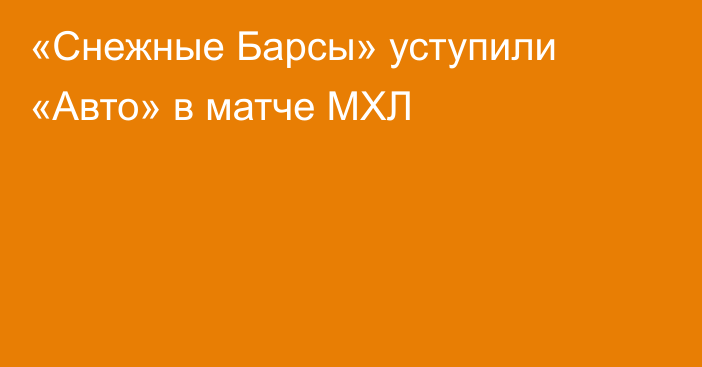 «Снежные Барсы» уступили «Авто» в матче МХЛ